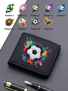 Football Print Wallet Card Holder, Durable Polyester Material, Snap Closure, Holds 20 Cards, Ideal for Daily Commute & Travel
