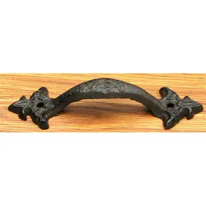 212 MAIN Classy Fleur De Lis Cast Iron Gate Handle - Set of 6, High-Standard Durability, Home Decor Drawer Pull