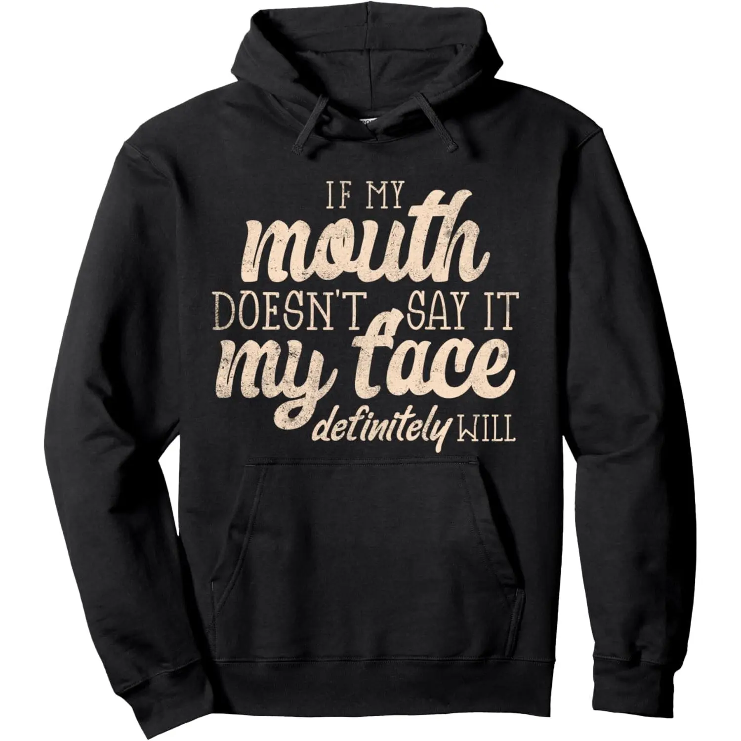 Men's Fitted Breathable Funny Slogan Graphic Hoodie, Soft Casual Cotton-Polyester Streetwear Sweatshirt with Custom Face Print (Also for Women), Pullover, Tops, Fabric, Opaque, Drawstring, Hooded Neck