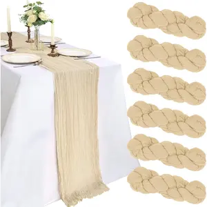 6 Pack 10FT Beige Cheesecloth 120 Inch Long Gauze Rustic Boho Cheese Cloth Sheer Decorations for Wedding Banquet Bridal Baby Shower Décor