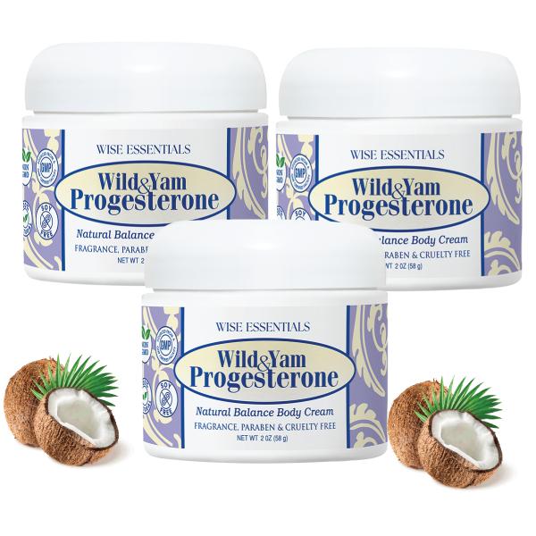 Wise Essentials Wild Yam Progesterone Phytoestrogen Body Cream with Organic Coconut Aloe Vera & Shea Butter for Hormone Balance 2 oz Hydrating Jojoba for menopause, perimenopause, hot flashes and symtom comfort