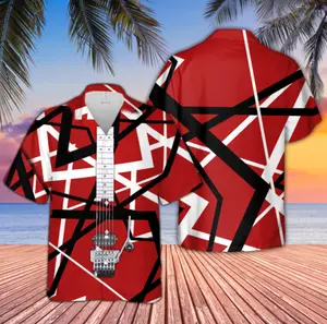 Van Halen Gift For Fan EVH Memorials Eddie Van Halen Red Guitar Hawaii Shirt For Men HG