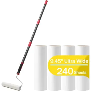 Long Lint Roller for Floor & Carpet - 9.5”Wide Large Lint Rollers for Pet Hair Extra Sticky,Floor Lint Roller with 4 Refills 240 Sheets,Giant Lint Roller for Cleaning Couch,Pet Hair,Car,Sofa