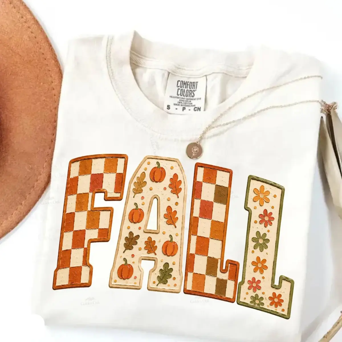 Comfort Colors Fall Pumpkin T-Shirt, Cute Autumn Graphic Tee, Retro Plaid Fall Letter Shirt, Cozy Harvest Season Tee, Thanksgiving Outfit, Pumpkin Spice Unisex Gift