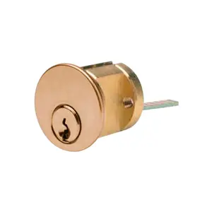 ILCO Keyway RIM Cylinder Door Hardware - Grade 1 Mechanical Tool, 5-Pin, 1 1/8" Size, Arrow Design, KD Configuration, 03 Code, Bright Brass Finish, Screwcap Design, Horizontal or Vertical Tailpiece, Lazy Action Tailpiece