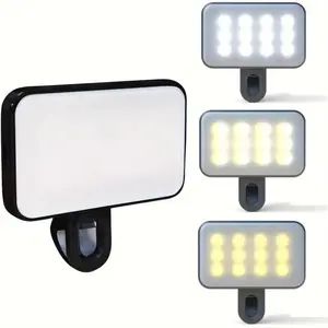 Portable Mini Clip LED Light Adjustable Brightness Angle 3 Modes Warm Cool Daylight USB Rechargeable for Selfie Video Home Use Compact Convenient Lighting