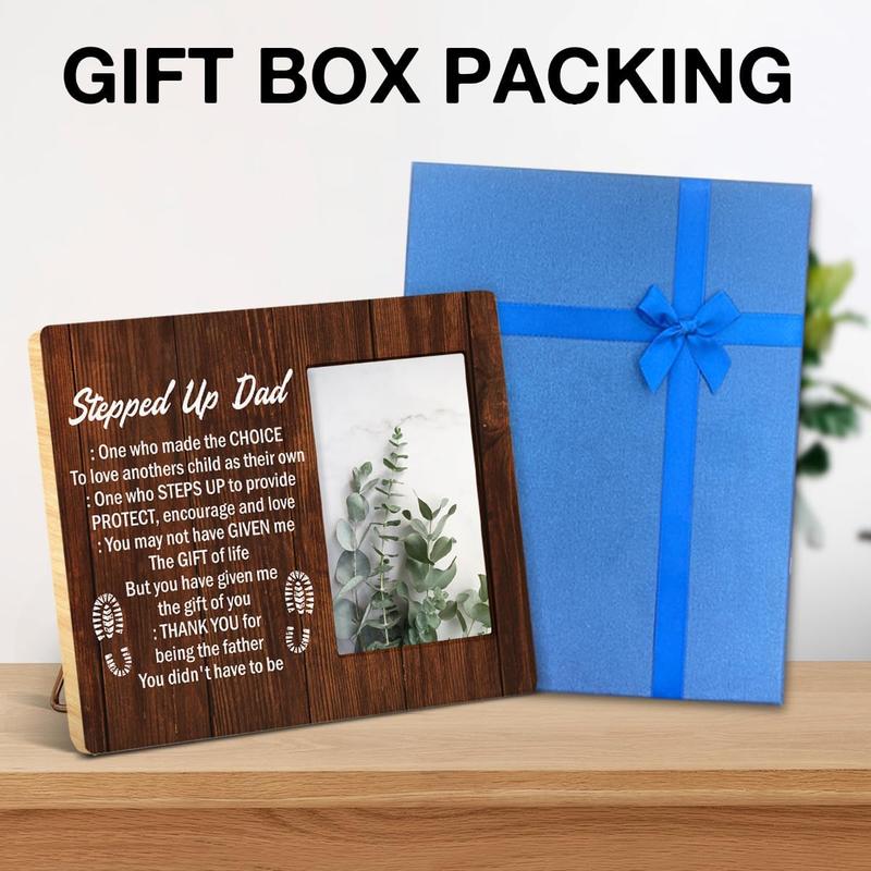 Stepdad Gifts Bonus Dad Gifts Stepped Up Definition  Picture Frame  for Stepdad Birthady Christmas Father's Day, Display Photo 4 x 6 Inch