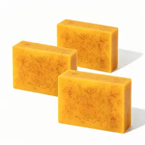 3PCS Lemon Turmeric KojicAcid Cleanser Soap for Sensitive Skin - Gentle Moisturizer Body Care Bar with Bubble Net, Brightening Acne Facial Cleanser
