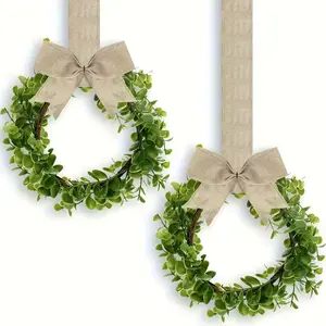 Artificial Rose Wreath with Tassels, Faux Flower Wreath, Festive Decoration for Christmas Easter Hanukkah Thanksgiving St Patrick's Day, Ideal for Walls Cabinets Windows and Doors, Doorframe Ornament