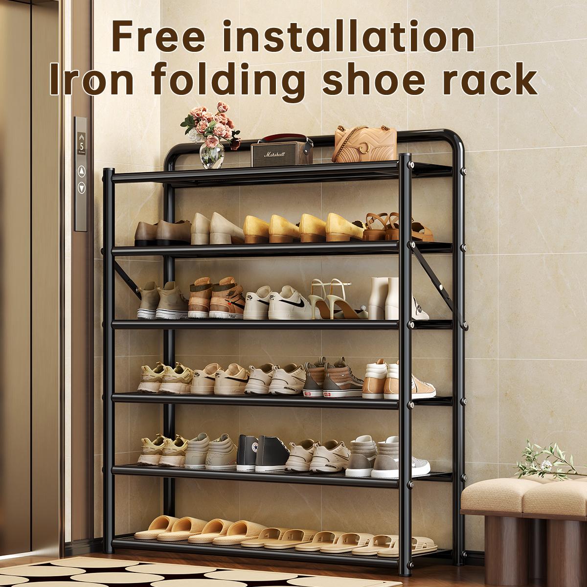 MiaoLi 4-Tier ABS Plastic Freestanding Shoe Storage Shelf - No-Assembly Foldable, Adjustable Shelves, 20-25 Kg High Capacity, Corrosion Resistant, Space-Saving Home Storage Solutions for Entrance/Closet, Adjustable Shoe Cabinet