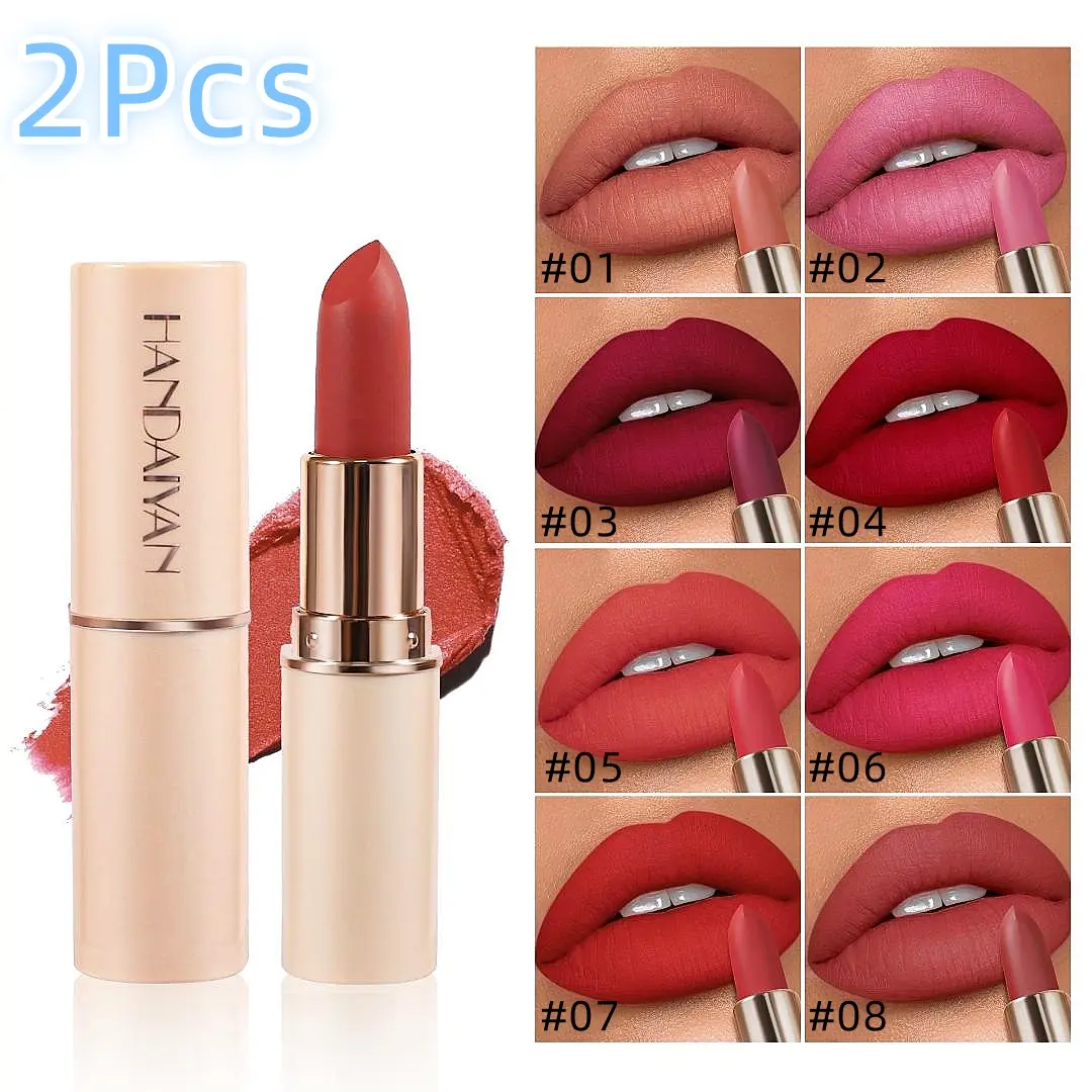 Handaiyan Women's 2-Piece Matte Lipstick Set - Long-Lasting, Waterproof, Easy-to-Apply Lip Combos for Adults, Everyday Glam Lipstick Cosmetic