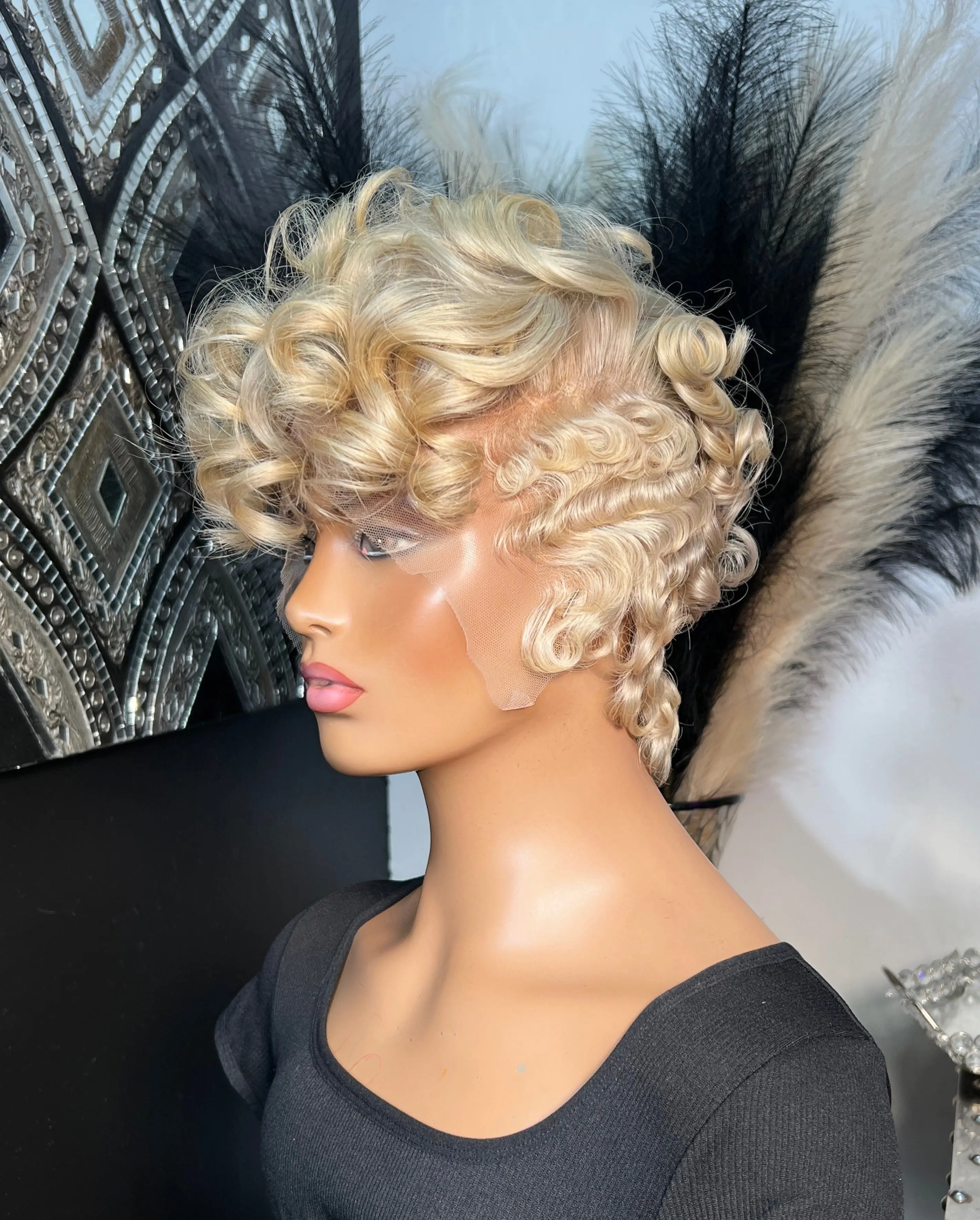 The Marilyn Unit - Custom Cut Short Blonde Human Hair Full Lace Wig, Human Hair Wigs