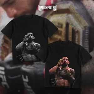 UNDISPUTED Ilia Topuria Sipping A Cup Of Tea UFC Heavy Cotton T-shirt MMA Fight Night Fan Appare Winning Celebration Tee DTG Printed