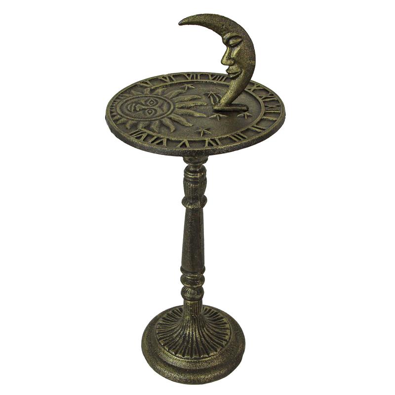 23in Bronze Sun, Moon, Stars Sundial - Cast Iron for Celestial Time
