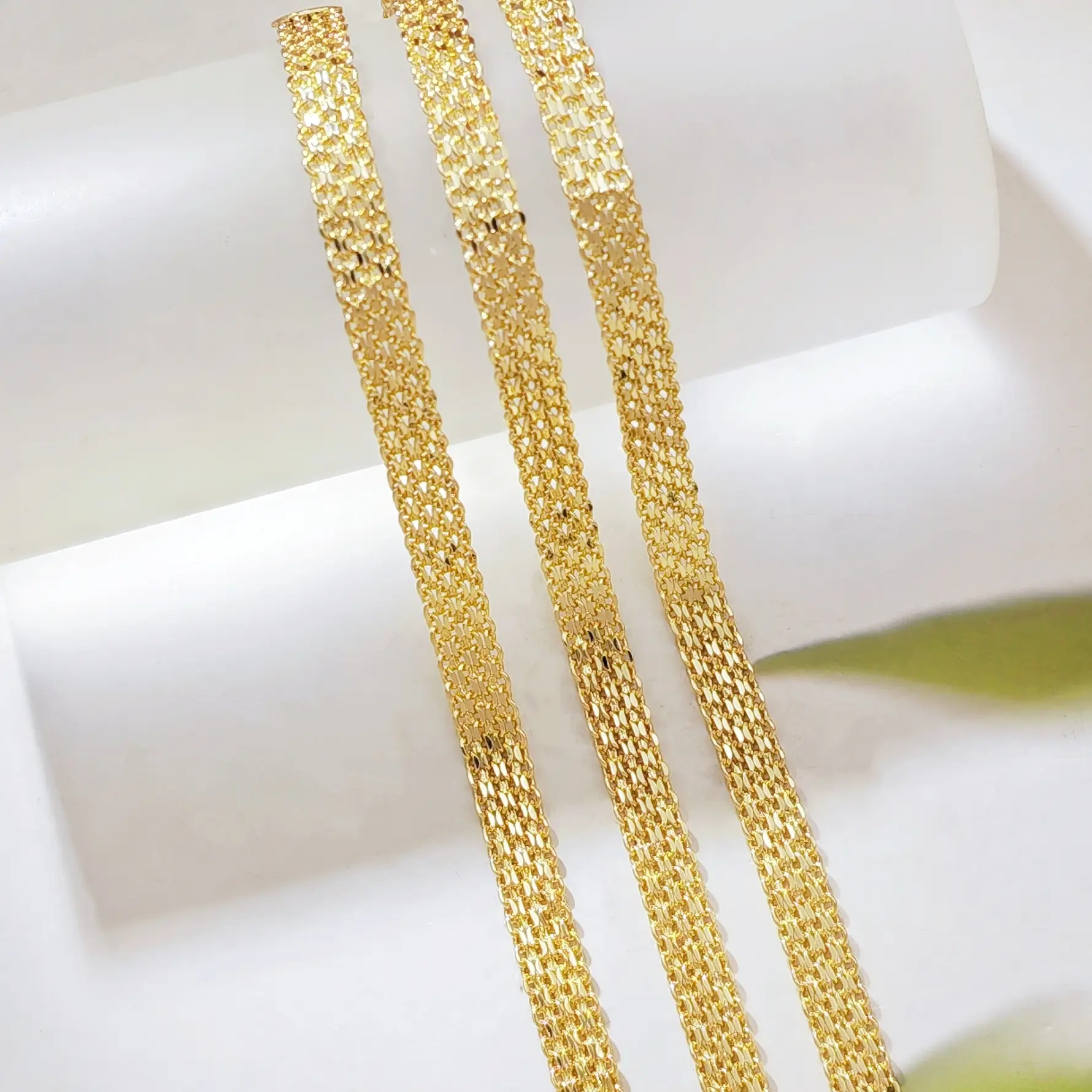 18K Gold Plated Mesh Bracelet for Women - Wide Woven Chain Link Bracelet with Lobster Clasp, 7.5 Inch, Dainty Statement Jewelry Gift