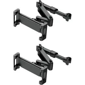 2 Pack Tablet Holder for , Ipad Headrest Mount for 6-13'' ipad/Phone  Tablet Holder with 360 Adjustable Rotation,Essential for Road Travel, Black