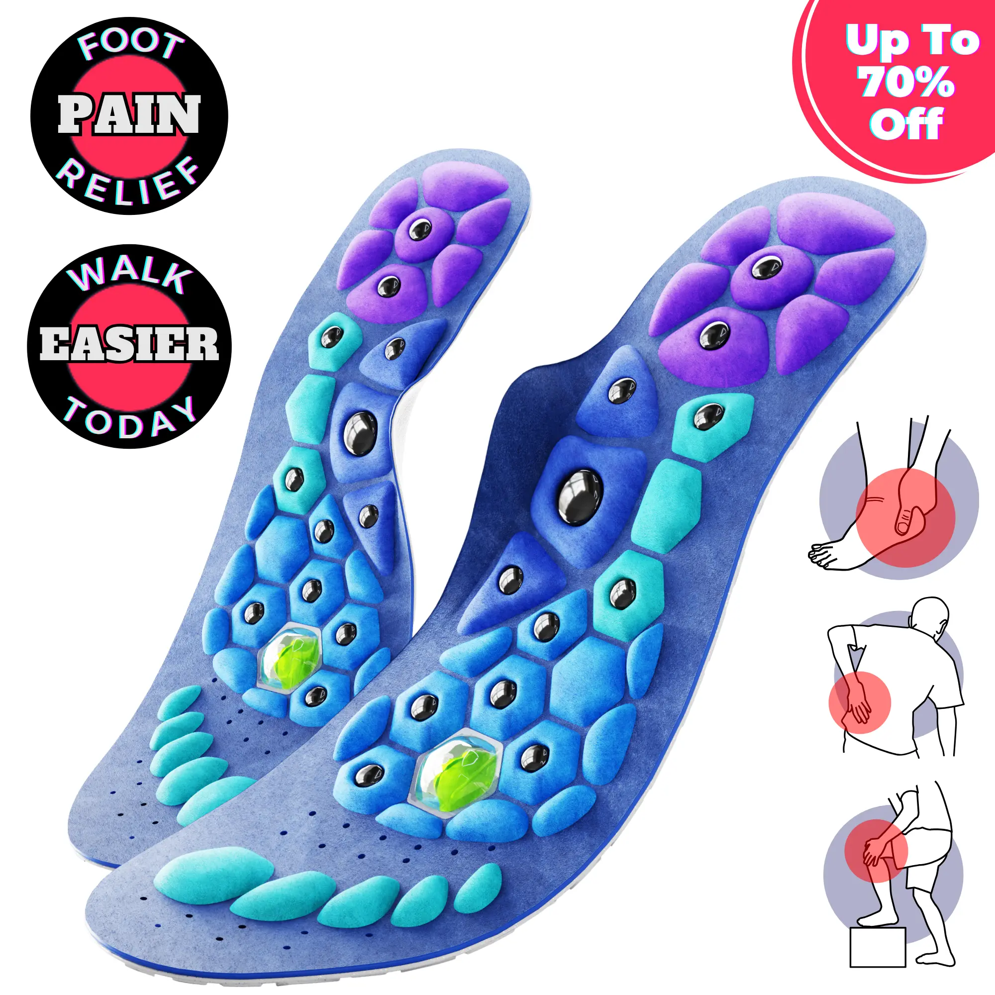 Akusoli Arch Support Insoles for Men & Women - Upgrade Your Shoes with Heavy-Duty Shock-Absorbing Cushioning for Work, Walking, Running & Standing All Day - Trim-to-Fit Inserts for Boots, Sneakers & Tired Feet Comfort