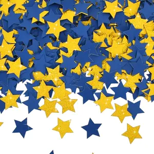 300Pcs Glitter Blue Gold Stars Confetti，Shiny Paper Table Confetti for Birthday Halloween Bachelorette Wedding Baby Shower Graduation Party Decorations Supplies