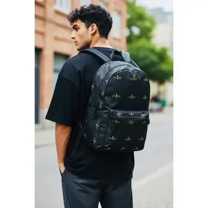 Black Logo Backpack — Sleek AU|RU Monogram Daypack