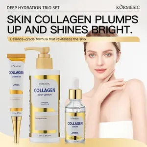 3-in-1 Complete Collagen Skincare Kit: Hydrated Eyes, Moisturized Face & Supple Body Collagen Serum, Eye Cream & Body Lotion for Women