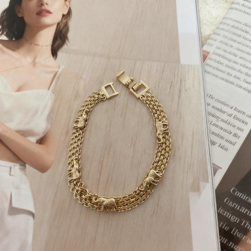 Lucky Elephant Bracelet Women Adjustable Gold Plated Jewelry Gift for Friend