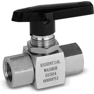High Temp Pressure Washer Ball Valve, Stainless Steel 6000 PSI, 3/8" Female BSP Shut Off Valve