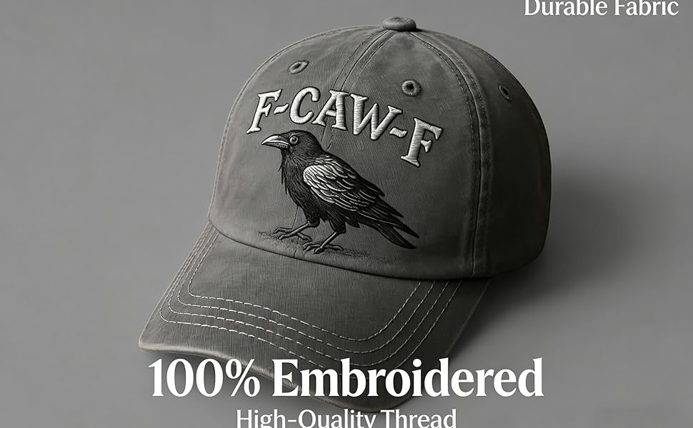 F Caw F Hat, F-Caw-F Hat Fcawf Cawf Bird Cap, Embroidered Adjustable Hats Soft Washed Baseball Caps