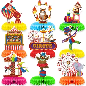 9Pcs Carnival Party 3D Honeycomb Centerpieces Decorations, Circus Table Center Piece for Carnival Theme Party Decorations Circus Party Supplies