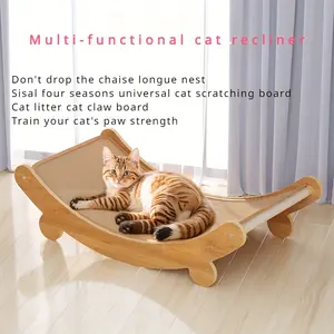2 in 1 Cat Hammock and Scratching Post Indoor Outdoor Use Wear Resistant Space Saving Pet Furniture with Washable Cover for Multi Cats