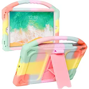 Z-PCS1   Kids Case for iPad 6th/5th Generation,Premium Silicone Cover for iPad 9.7inch 2018/2017 Built-in Stand Handle iPad Air/Air 2 (Rainbow) Colorful Computer