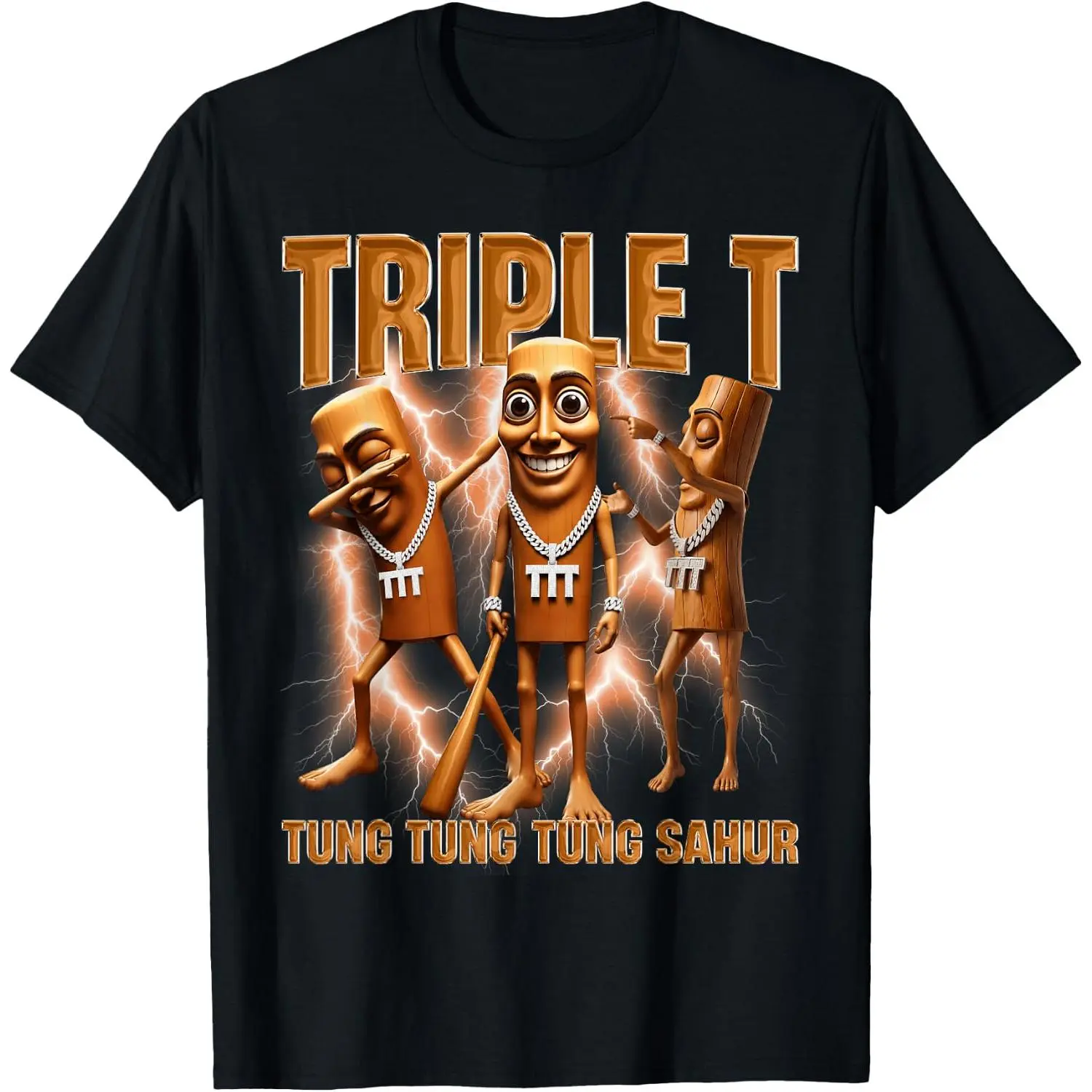 Triple T Tung Sahur Brainrot Bootleg Style Funny Meme Dance T-Shirt