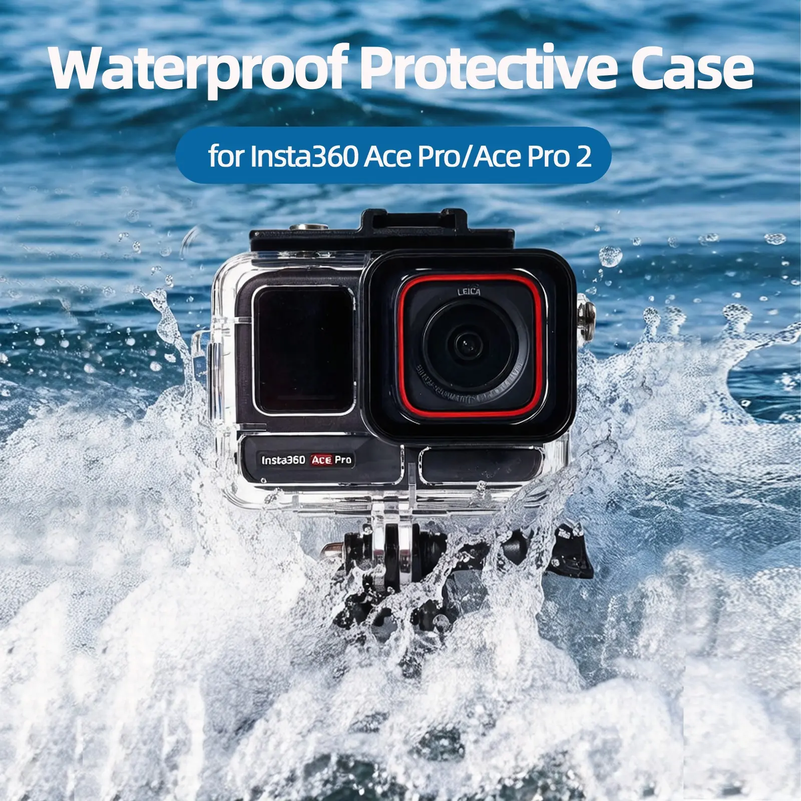 for Insta360 Ace Pro 2/Ace Pro Waterproof Protective Case, Action Camera, PC Material, Dive Housing Shell, Quick-Release Design, Full Protection, Underwater Photography, Water Play Travel Essentials