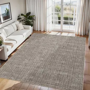 Modern Solid Color Textured Carpet Low Pile Washable Area Rug with Non-slip Backing for Bedroom Living Room Home Decor Office Laundry Room Corridor