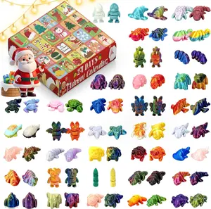 24PCS Christmas Advent Calendar Fidget Toys – Mini 3D Printed Articulated Animals Mystery Pack, Cute Flexible Sensory Gifts for Kids, Easter Basket Stuffers & Birthdays