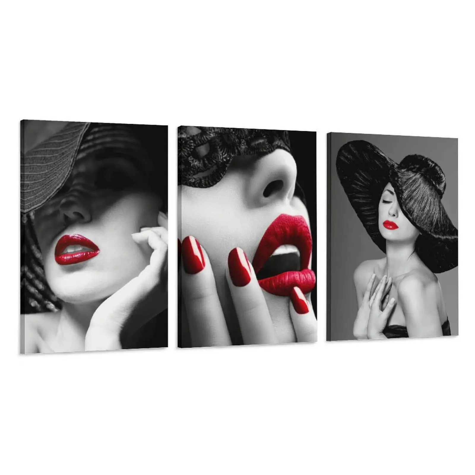 Wooden Framed Canvas Painting, 3Counts/set Modern Fashion Woman Pattern Wall Art, Aesthetic Wall Decor, Art Wall Decoration for Home Living Room Bedroom Office,high quality art print,bedroom wall decor, home decor wall art,corridor wall art,fashion poster