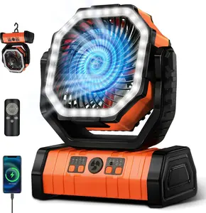 30000mAh Battery Operated Fan with LED Lantern & Power Bank | 2026 Upgraded Portable Camping Fan | 270° Oscillating Rechargeable Fan | 1-8H Timer & Remote | Heavy Duty Cooling for Soccer Mom, Jobsite, Tent, Fishing & Travel Gift
