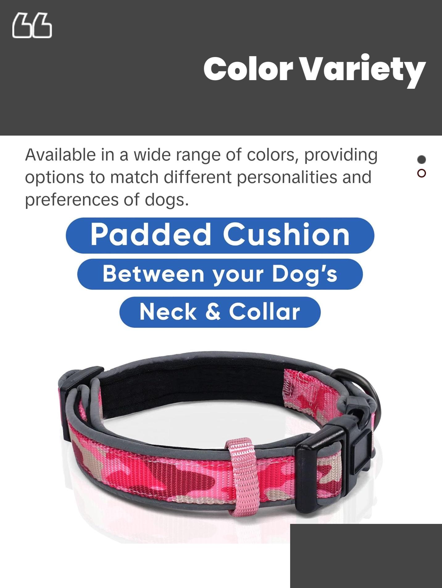 Camouflage Dog Collar Padded Dog Collar Reflective Dog Collar Puppy Collar Training Dog Collar Medium Dog Collar/Large Dog Collar Camo Pink Dog Collar