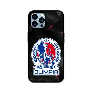 Olimpia Club Deportivo Phone Case, Black Design with Lion Logo, Model FUND. 1912, Compatible with Apple iPhone 12 Models Cellphone Smartphone Screen Protector Cover
