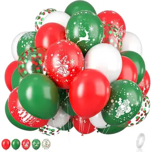 50PCS Red, Green and White Balloons - 12 inch Christmas Balloons - Arch Kit - Party Decoration