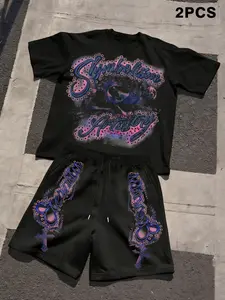 ✨ Y2K Angel Print Two-Piece Set | Popular Spring/Summer Short Sleeve & Shorts | Street Style | Great for Relaxing, Sleeping, and Street Looks | Trending on TikTok