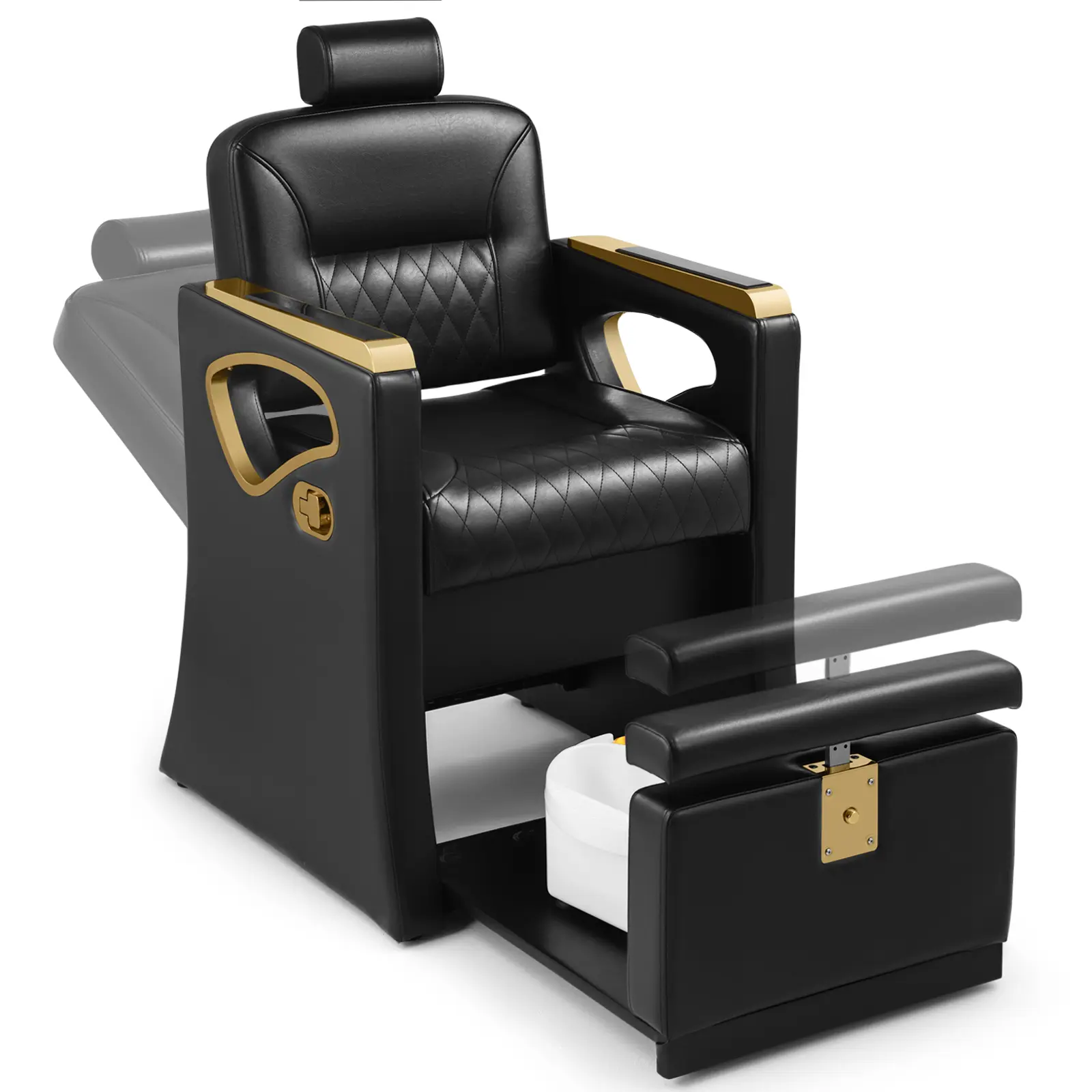 Commercial Salon Pedicure Chair with Adjustable Design, Footspa Basin and Massage Function for Nail Technicians