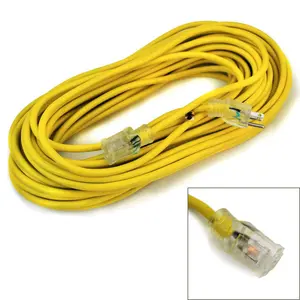 XtremepowerUS 50Ft 10/3 Gauge SJTW Heavy-Duty Glow Industrial Pro Electrical Cord - Heavy Wire, Lighted End, Power Indicator for Home, Garden Use