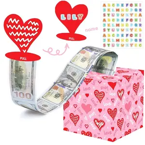 Valentine's Day Money Pull Gift Box, Themed Gift Box, Cash Drawer Gift Set, Includes Card, Surprise Money Roll Box, DIY Money Kit for Birthday and Valentine's Day, Romantic Gift Box