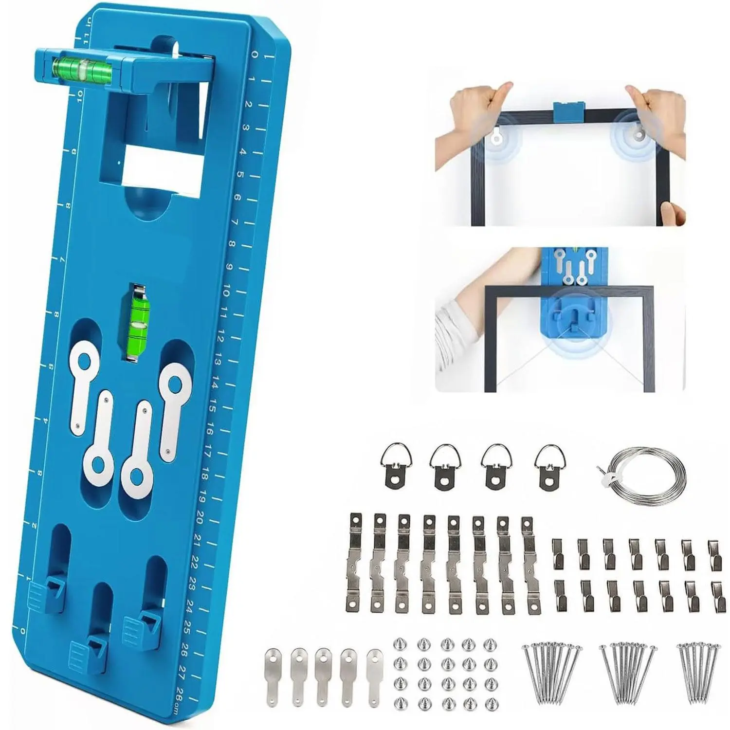 86-Piece Wall Art Hanging Tool Set for DIY Users - Plastic Spirit Level, Positioning Ruler Accessory Kit for Hanging Frames on Wall Surfaces, Household Use