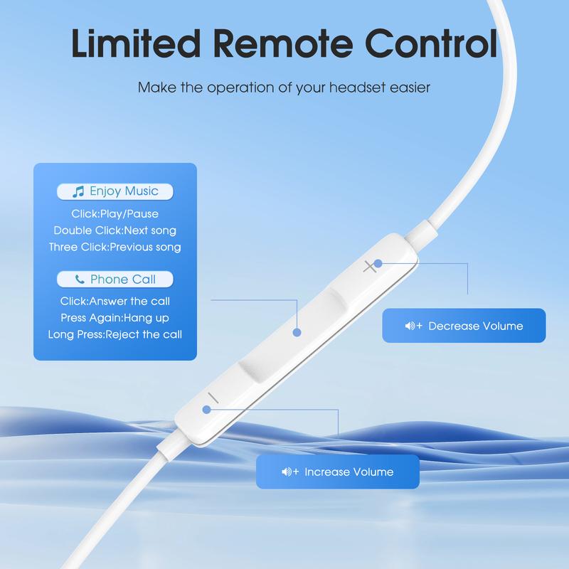 Type C Wired Earphones for iPhone 17/16/15 Series Galaxy Z Fold 7/6 S25 S24 S23, Google Pixel 9/8/7, In Ear USB C Earbuds [Microphone & Volume Control] Plug & Play Wired Headphones Audio Earplugs