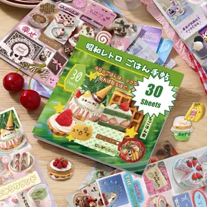 30 Sheet Japanese Kawaii Food Sticker Book Cute Sushi Dessert Snack Capybara Stickers for Journals Planners DIY Crafts Office Stationery Kids