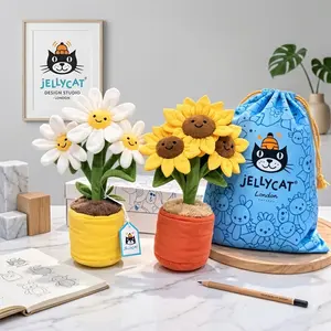Jellycat Daisy and Sunflower Plush with Jellycat Gift Bag – Cute Potted Flower Stuffed Toys, Soft Floral Plush Gift for Kids, Girls, Women & Plush Collectors, Room Decor, Desk Decor, US Stock