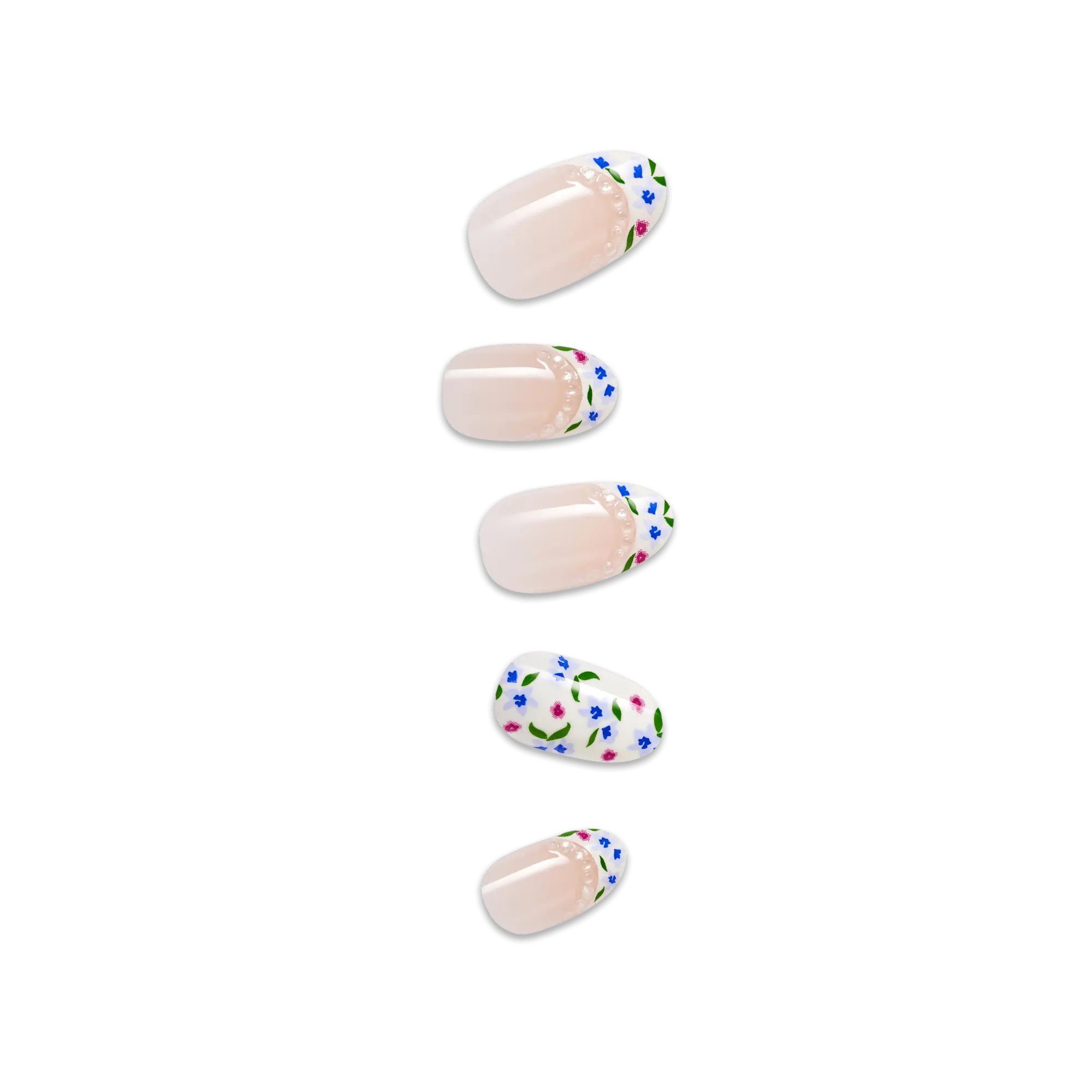 Impress Design No Glue Fake Press On Nails - Happy Mood | French Design, Multicolor, Medium, Oval, Manicure