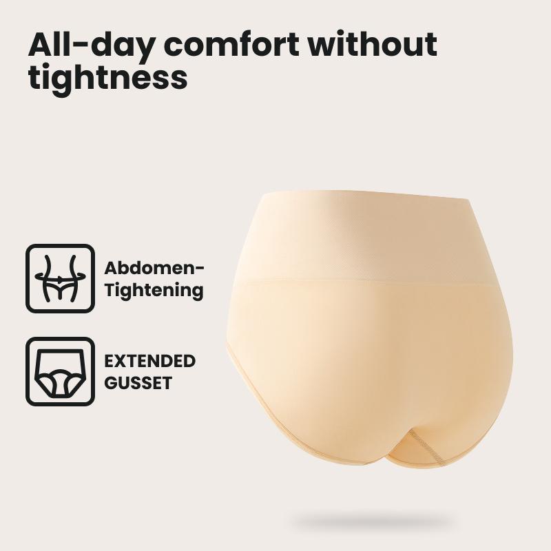 BodyTips 2PCS Spandex High Waisted Panty Light Tummy Control Double Waistband No Rolling Seamless Comfort Full Coverage Design Smooth Fit Underwear Popular Shaping Panties Versatile Briefs For Daily Wear Work Office Home Lounge Casual Outfit All Day Use