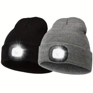 Unisex Hat with Light, USB Rechargeable Hands Free Headlamp LED Beanie, Winter Gifts for Men Dad Father Husband